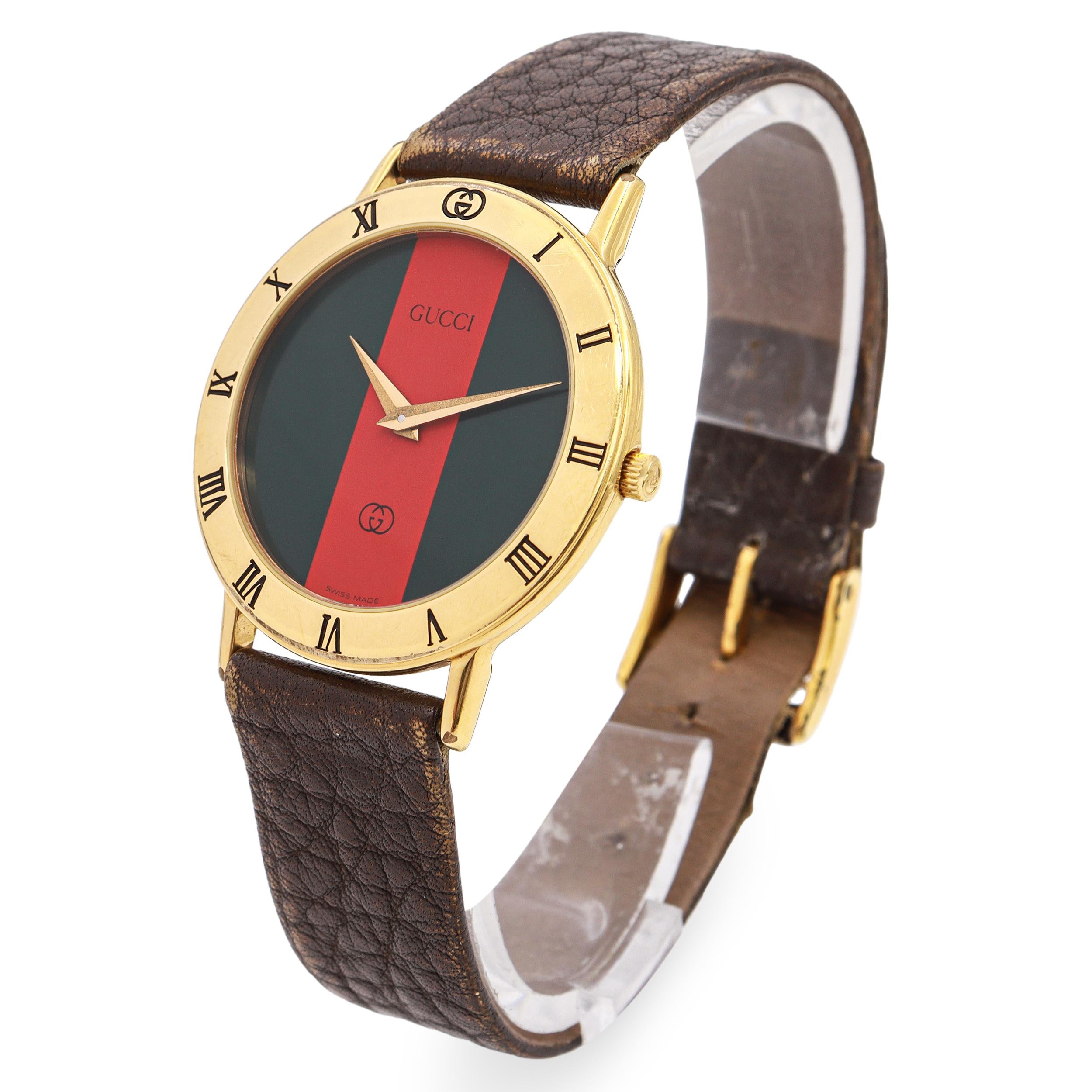 Gucci 3000M Gold Plated Sherry Line Quartz Men's Watch