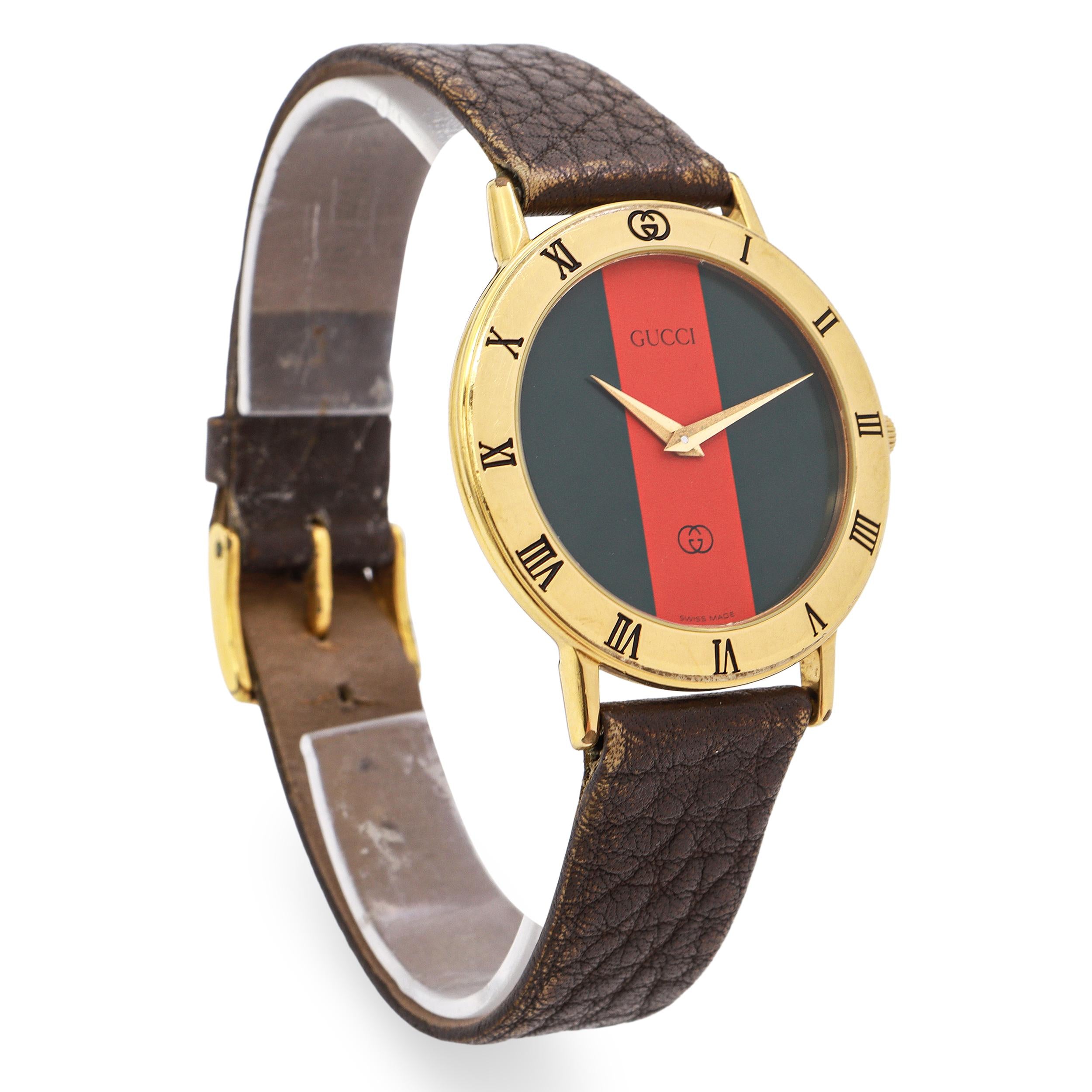 Gucci 3000M Gold Plated Sherry Line Quartz Men's Watch