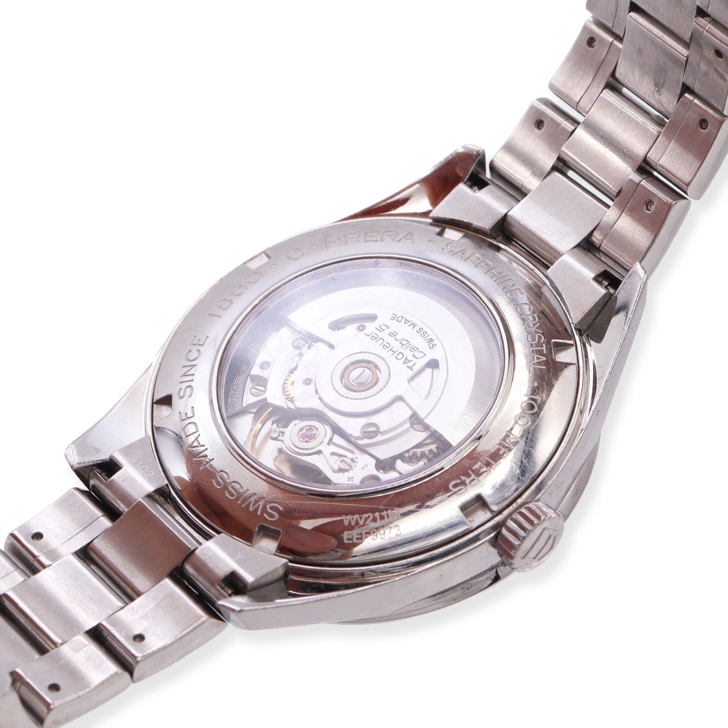 Tag Heuer Stainless Steel Carerra Calibre 5 Automatic Watch Ref. WV211M
