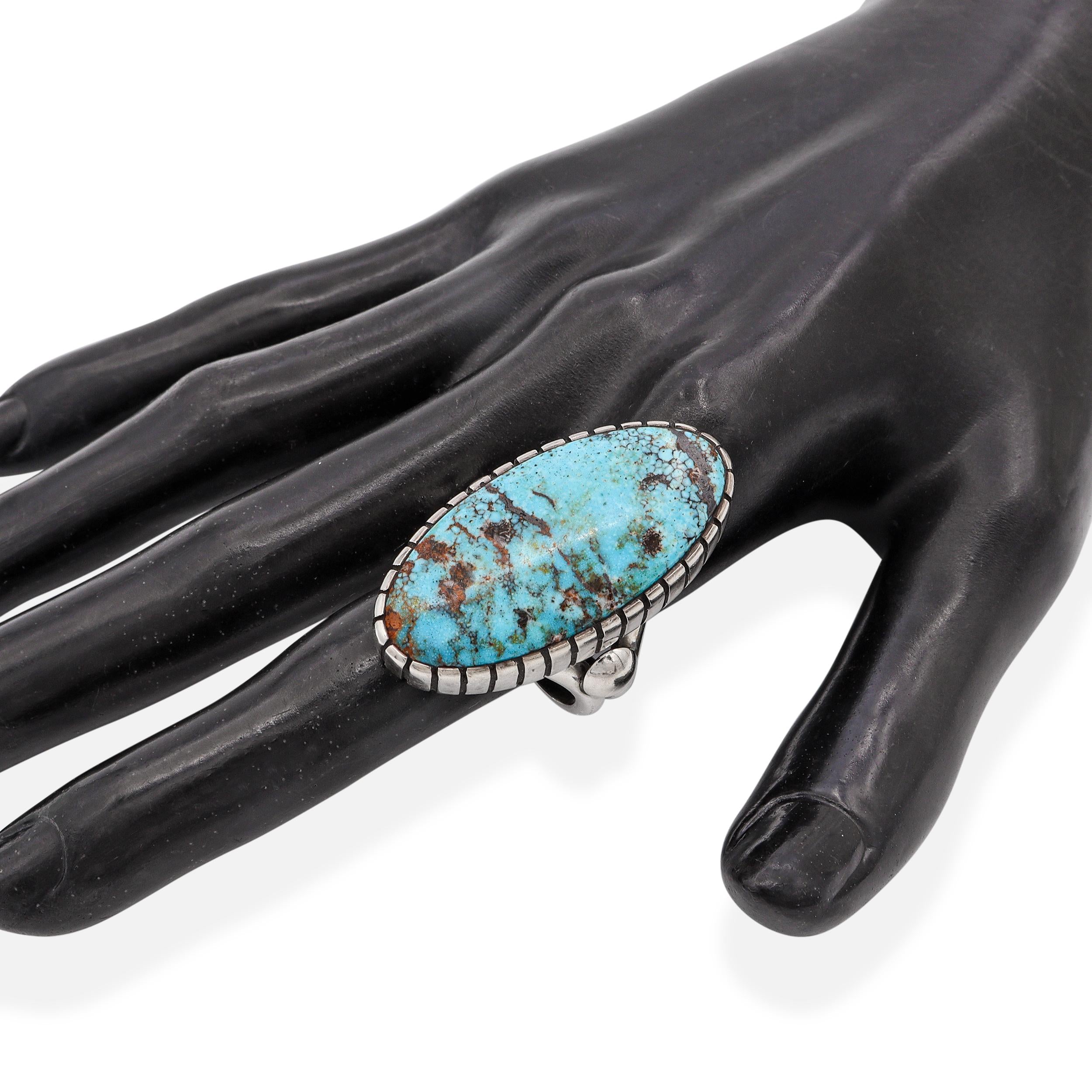 Southwestern CLBZ Mitchell Calabaza Sterling Silver Turquoise Statement Ring