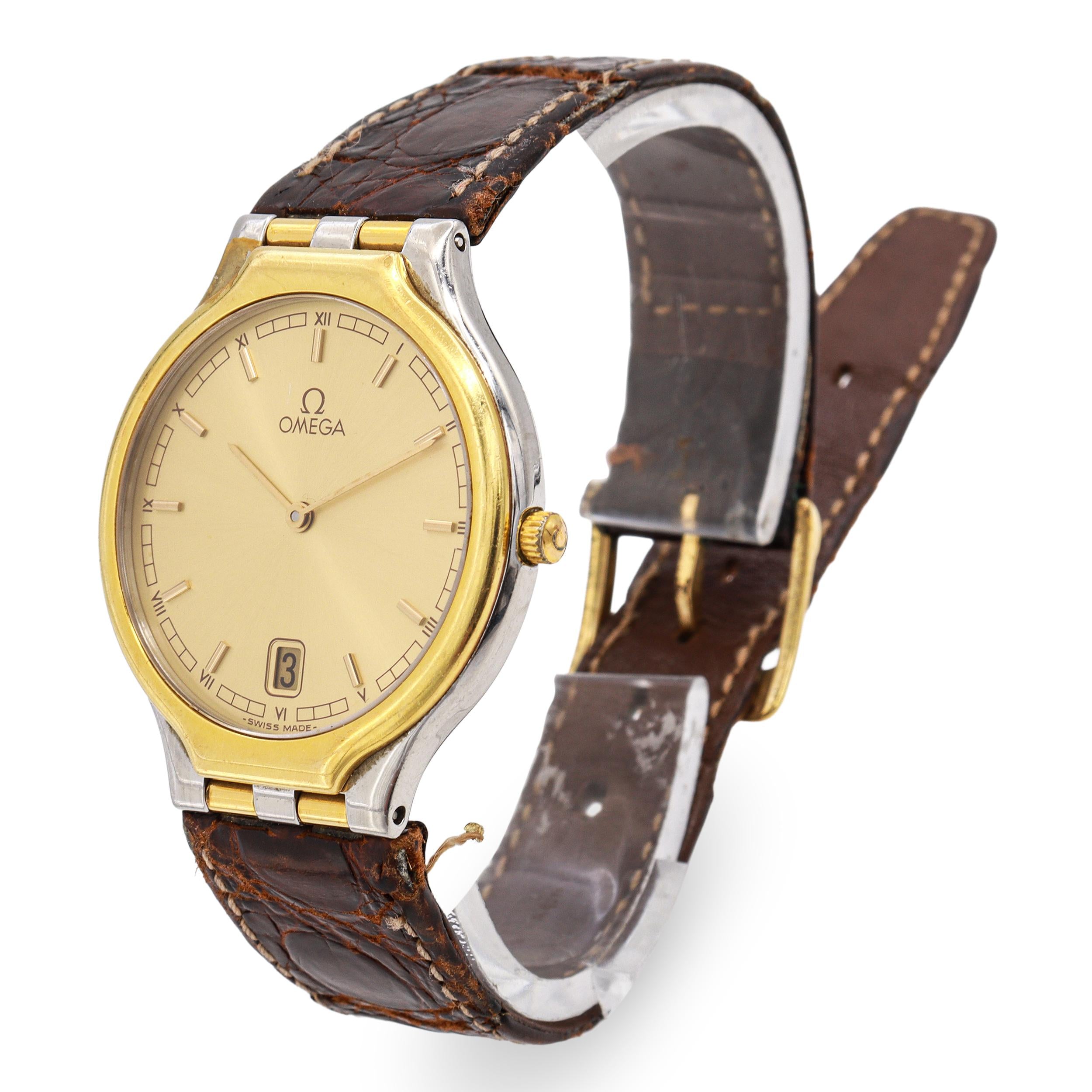 Omega De Ville Symbol 18k Gold Steel Quartz Men's Watch