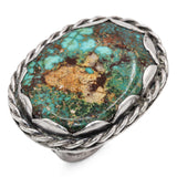 Vintage Native American Sterling Silver East West Turquoise Statement Ring