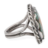 Vintage Native American Sterling Silver East West Turquoise Statement Ring