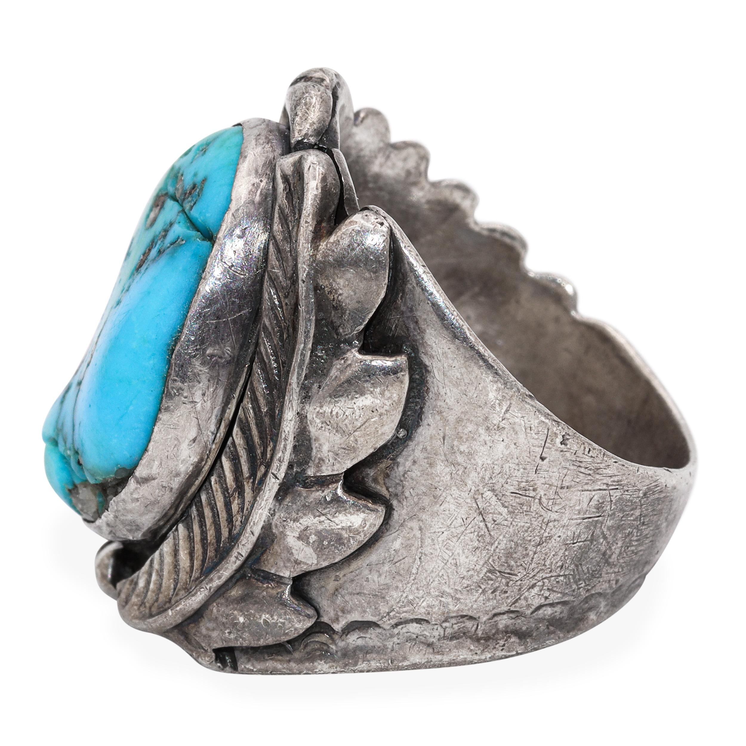 Vintage Native American Southwestern Sterling Silver Turquoise Ring