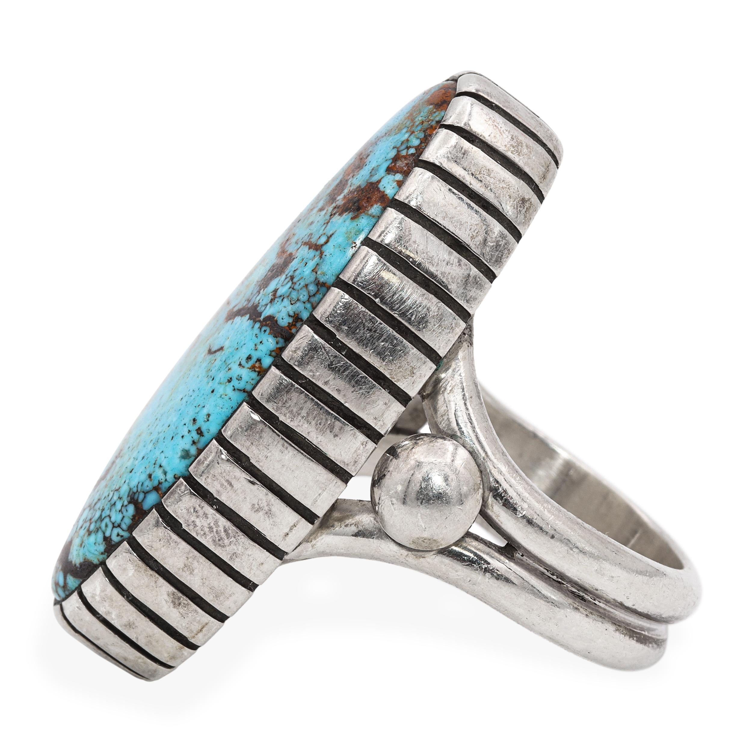 Southwestern CLBZ Mitchell Calabaza Sterling Silver Turquoise Statement Ring