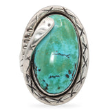 Vintage Native American Sterling Silver Turquoise Snake Statement Ring