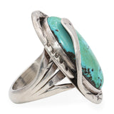 Vintage Native American Sterling Silver Turquoise Snake Statement Ring