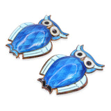 Vintage David Andersen Sterling Silver Blue Enamel Owl Brooches
