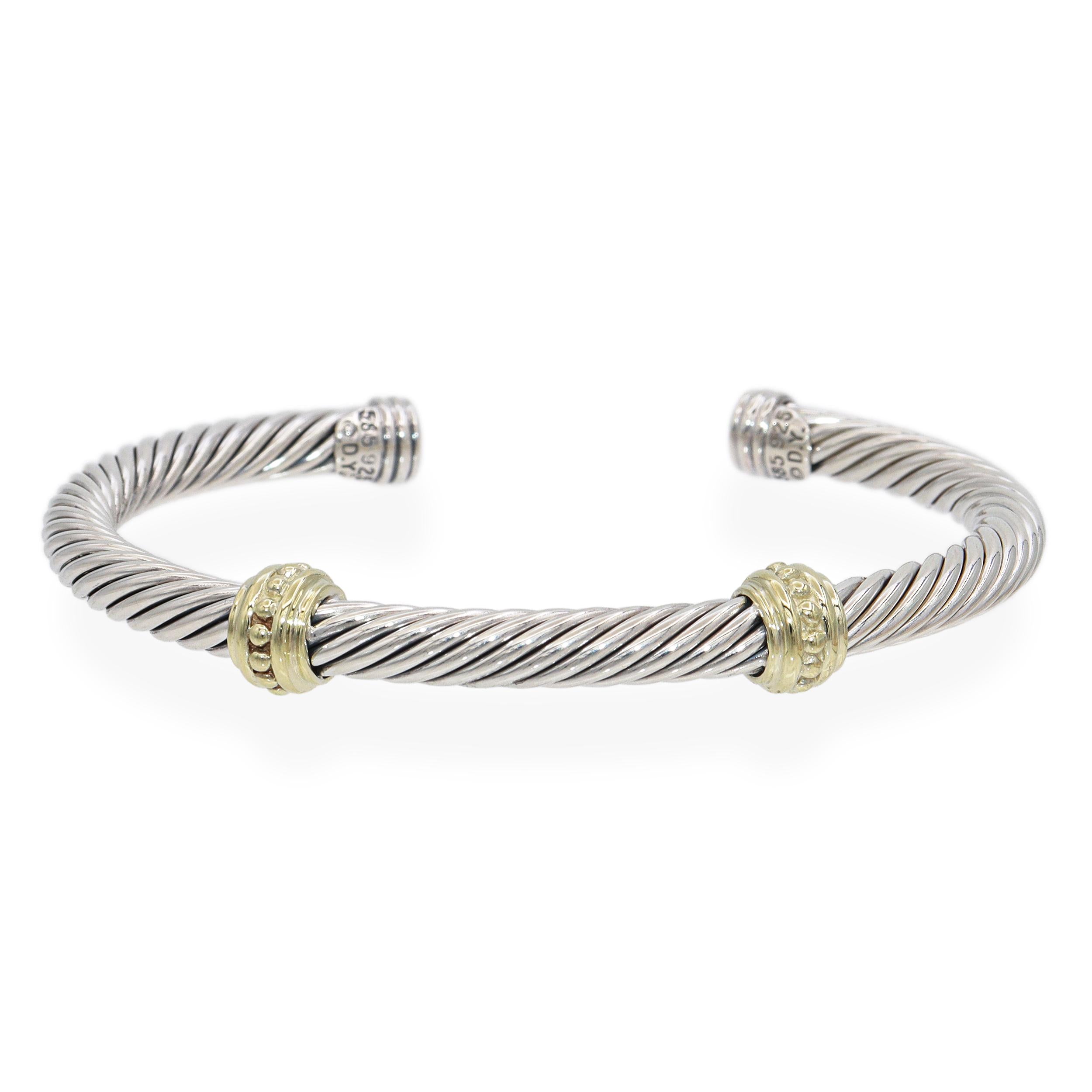 David Yurman 14K Yellow Gold & Sterling Silver Cable Cuff Bracelet