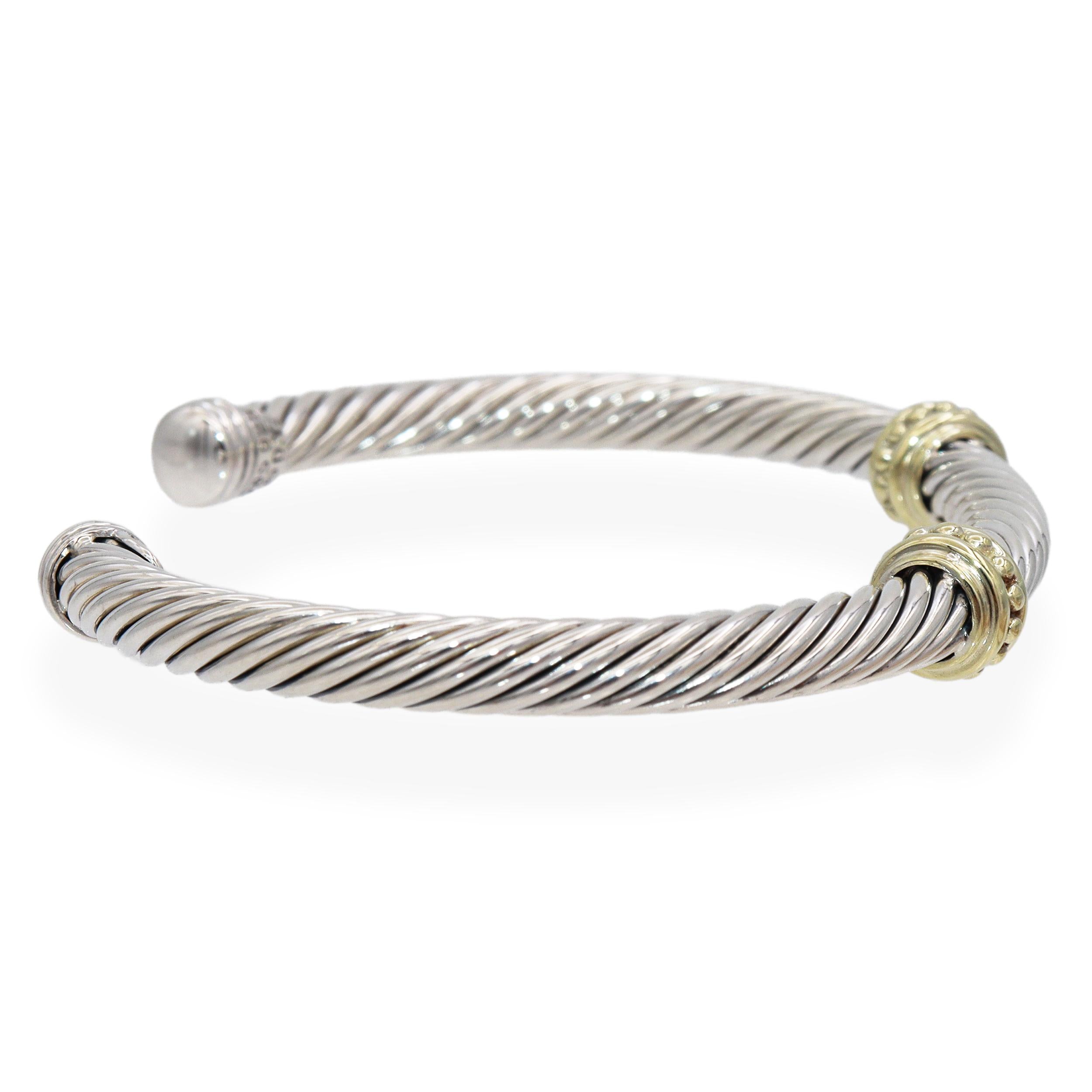 David Yurman 14K Yellow Gold & Sterling Silver Cable Cuff Bracelet