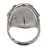 Vintage Native American Sterling Silver Turquoise & Coral Bear Statement Ring