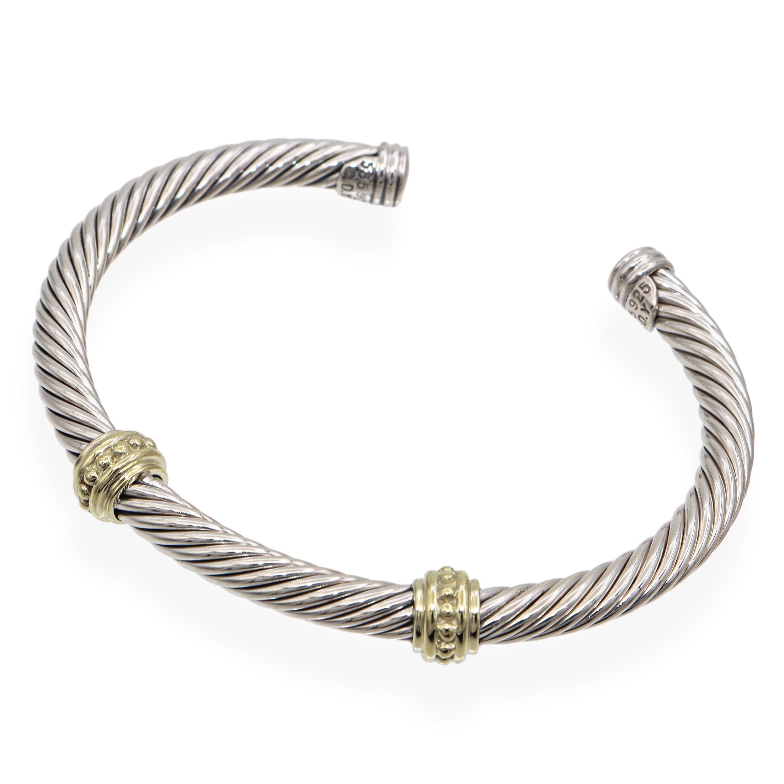 David Yurman 14K Yellow Gold & Sterling Silver Cable Cuff Bracelet