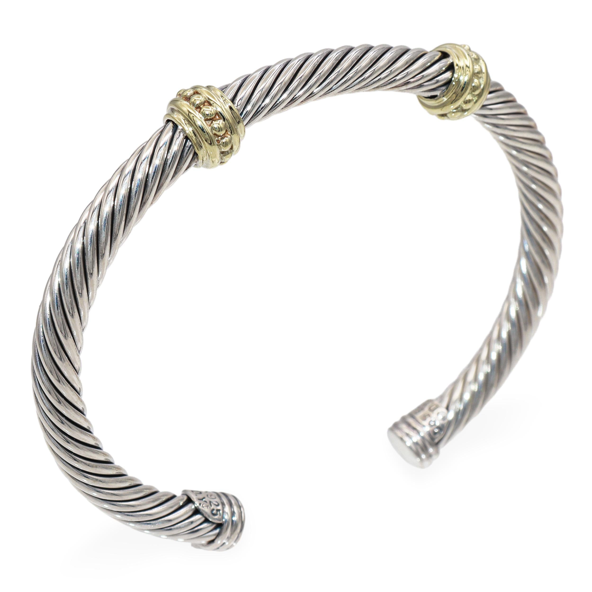 David Yurman 14K Yellow Gold & Sterling Silver Cable Cuff Bracelet