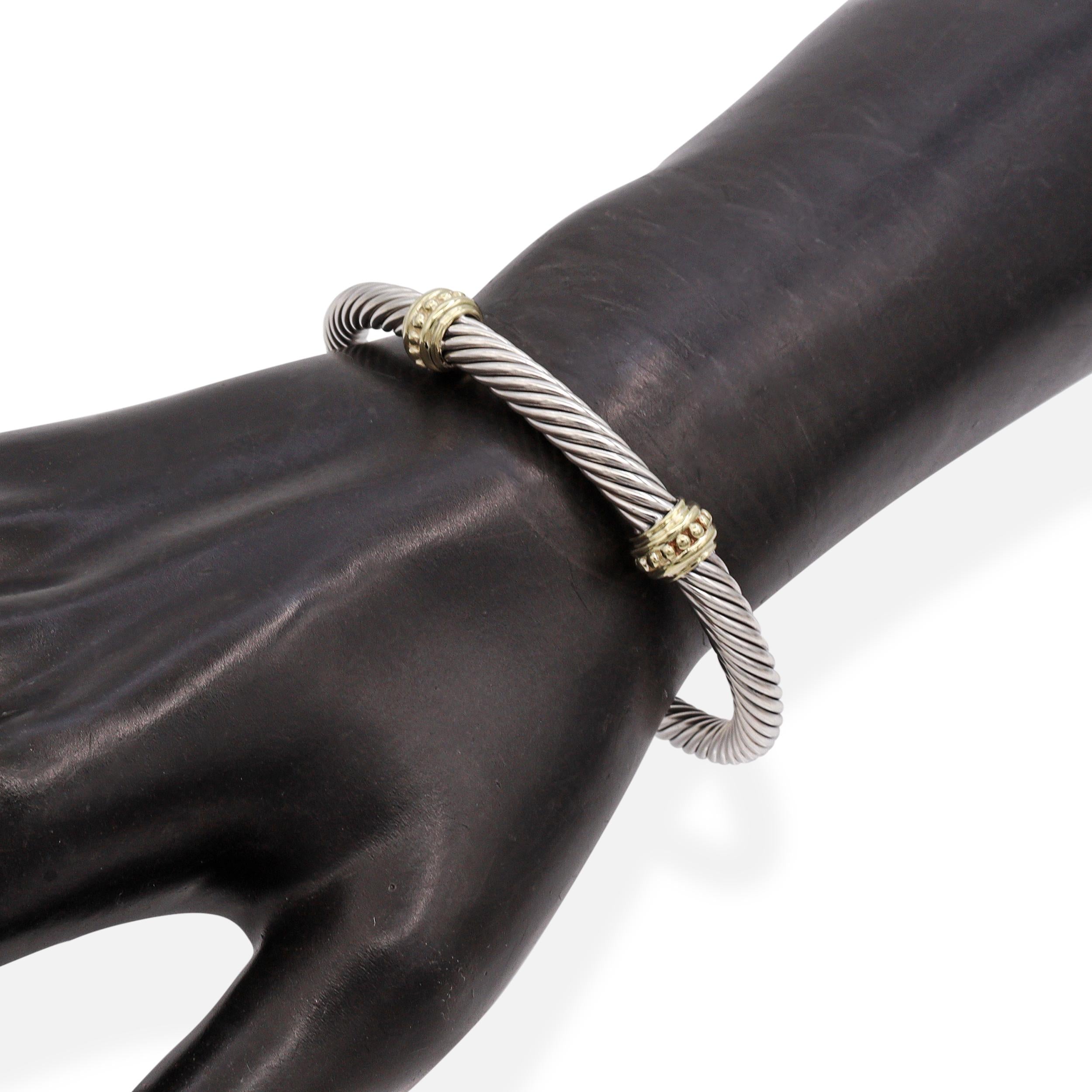 David Yurman 14K Yellow Gold & Sterling Silver Cable Cuff Bracelet