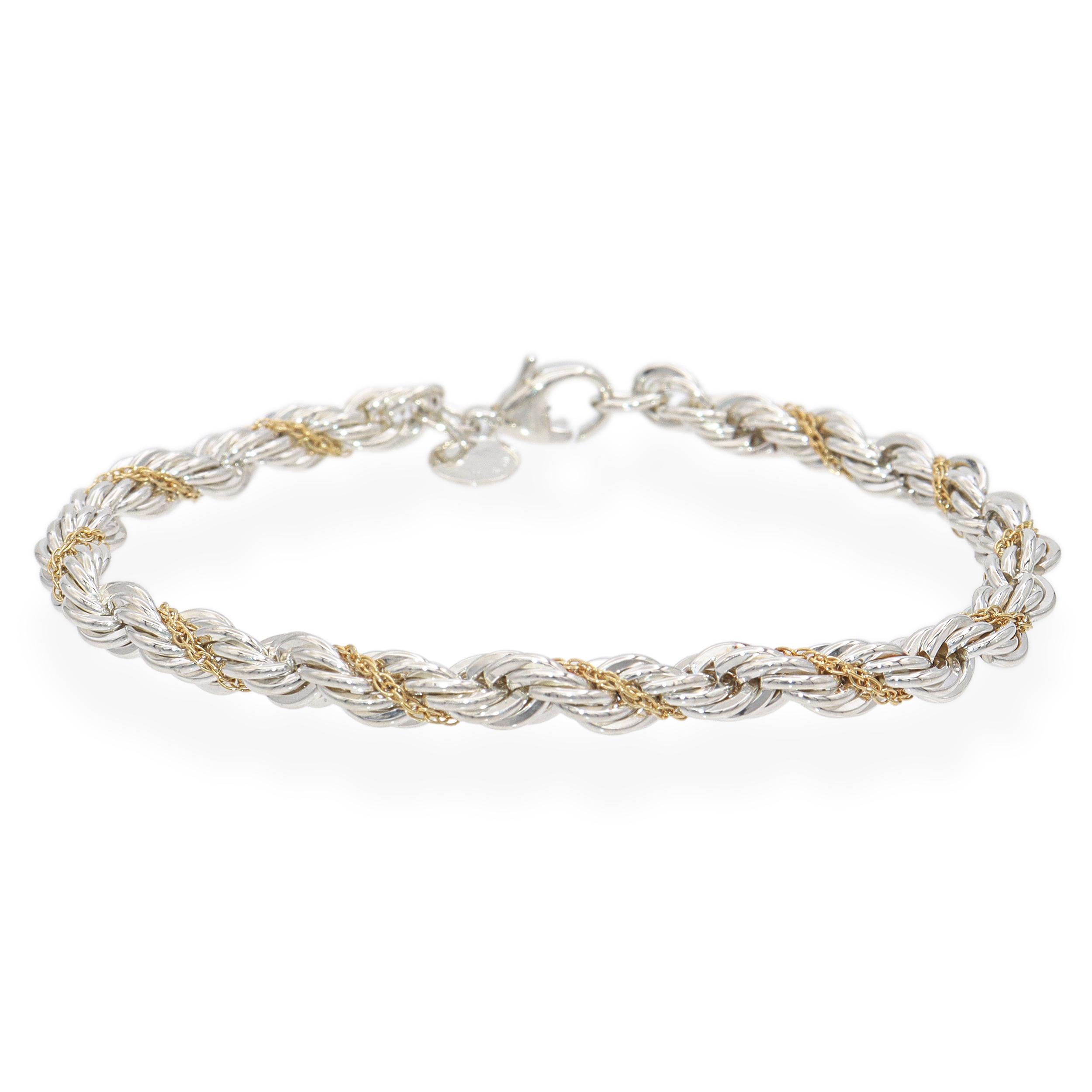 Tiffany & Co. Sterling Silver & 18K Yellow Gold Twisted Rope Chain Bracelet