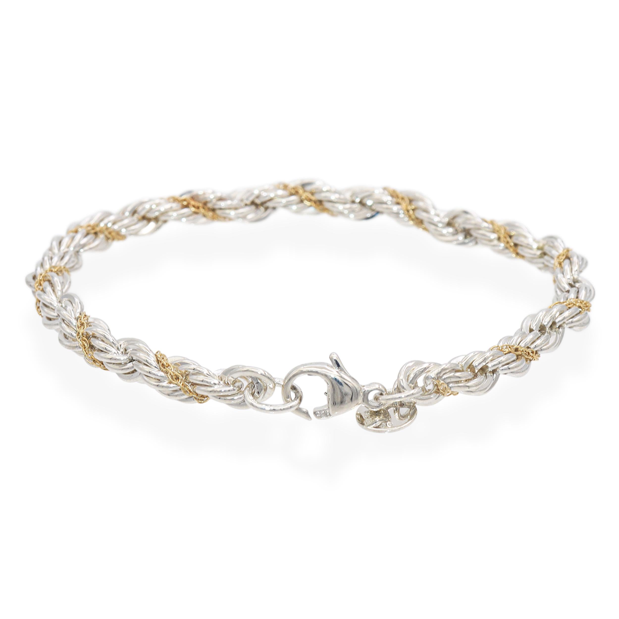 Tiffany & Co. Sterling Silver & 18K Yellow Gold Twisted Rope Chain Bracelet