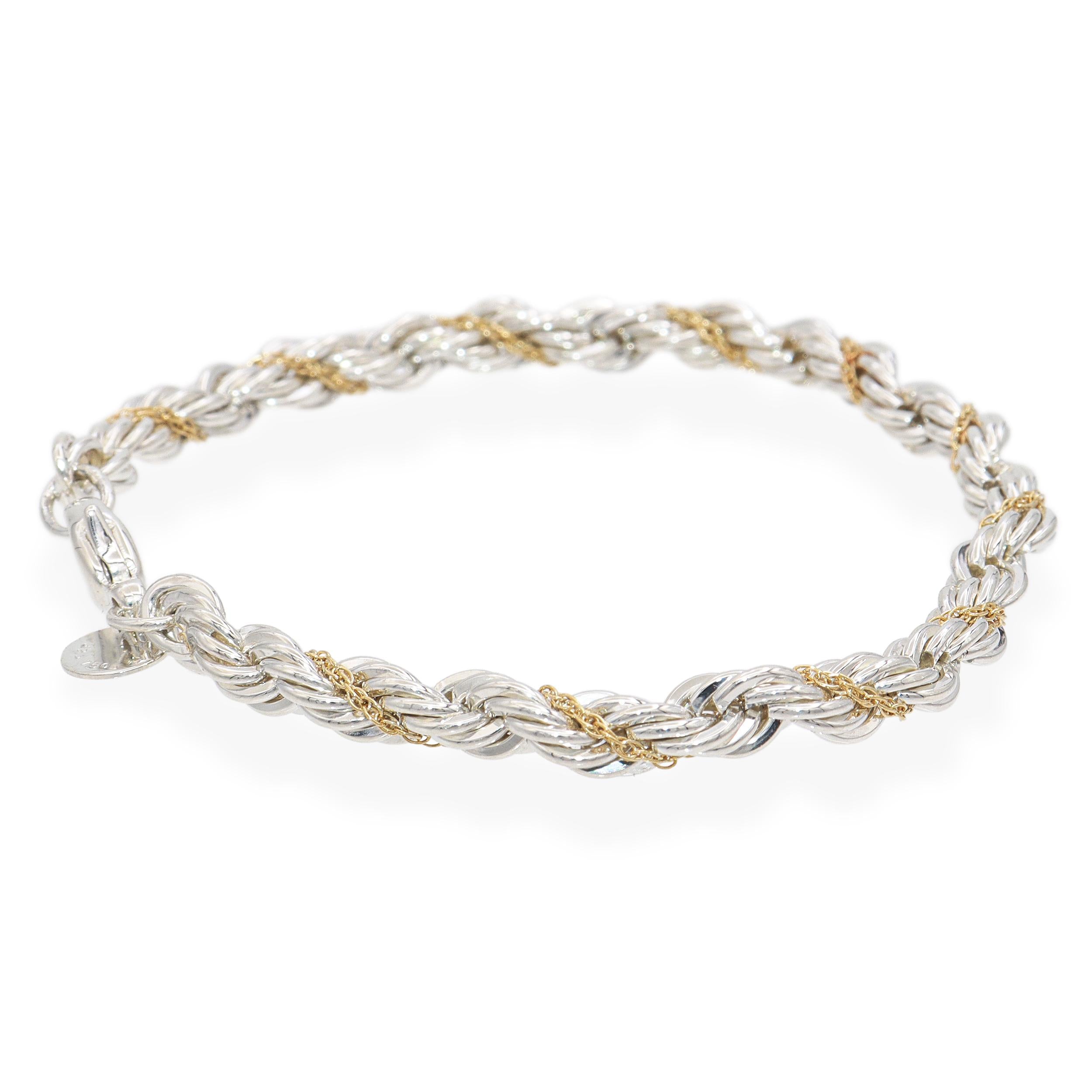 Tiffany & Co. Sterling Silver & 18K Yellow Gold Twisted Rope Chain Bracelet