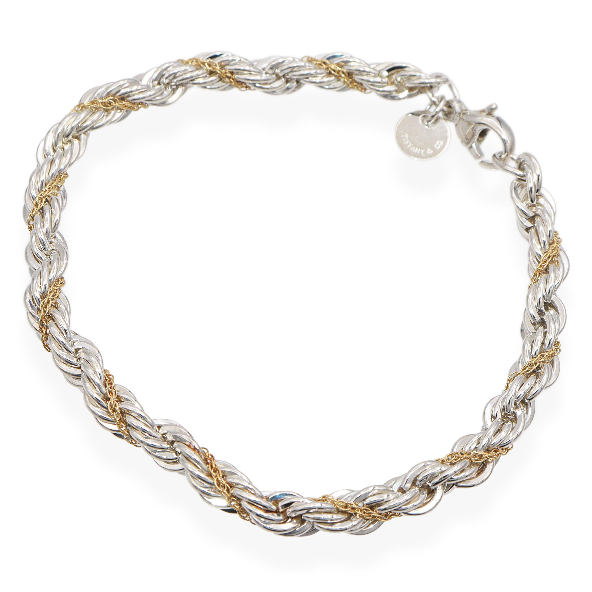 Tiffany & Co. Sterling Silver & 18K Yellow Gold Twisted Rope Chain Bracelet