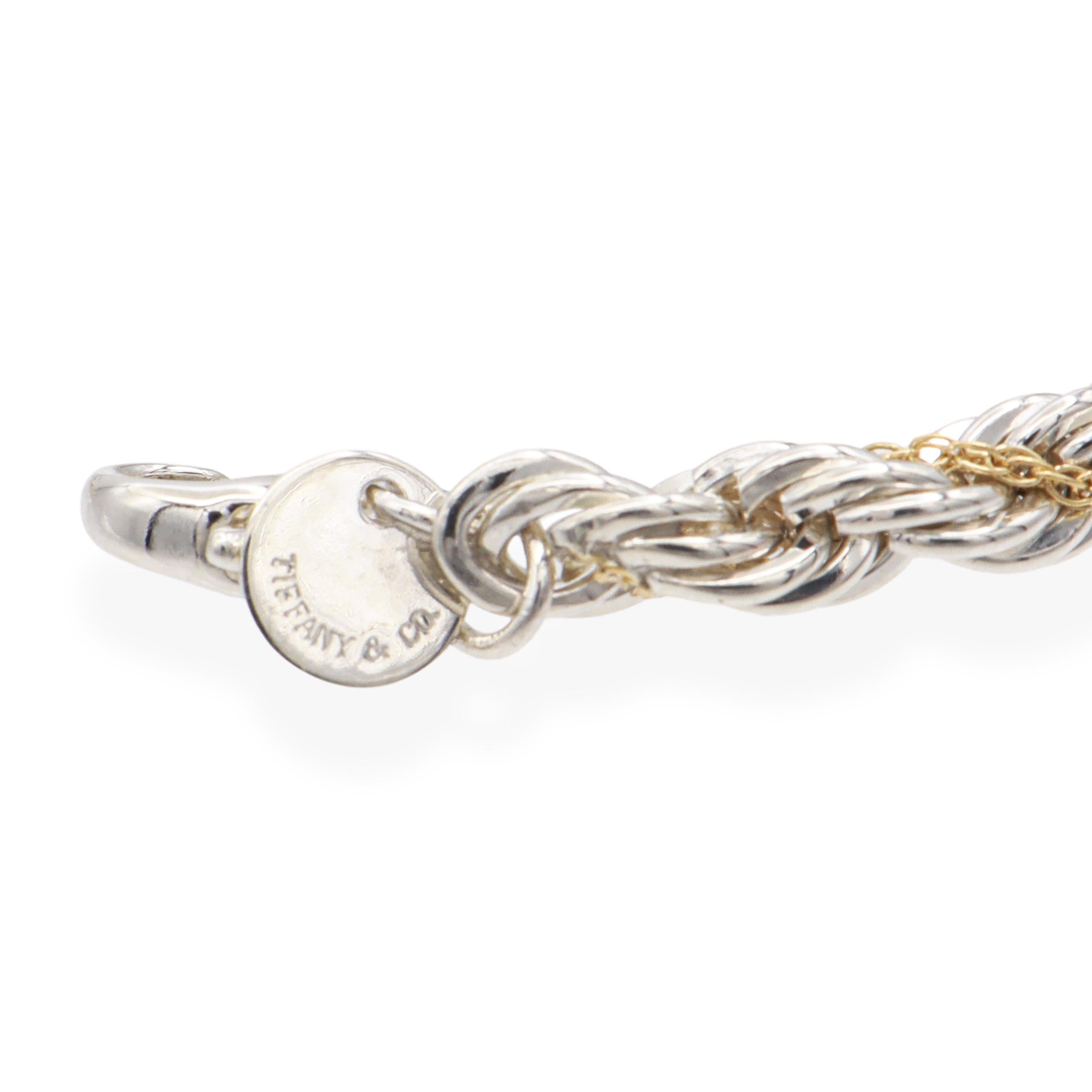 Tiffany & Co. Sterling Silver & 18K Yellow Gold Twisted Rope Chain Bracelet