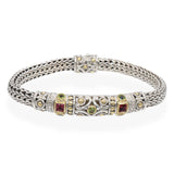 John Hardy Sterling Silver & 18k Gold Garnet Peridot Classic Chain Bracelet