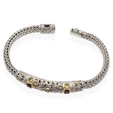 John Hardy Sterling Silver & 18k Gold Garnet Peridot Classic Chain Bracelet