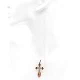 Vintage 14k Rose Gold Seed Pearl and Enamel "Save & Keep Safe" Cross Pendant
