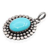 Vintage Native American Southwestern Sterling Silver Turquoise Oval Pendant