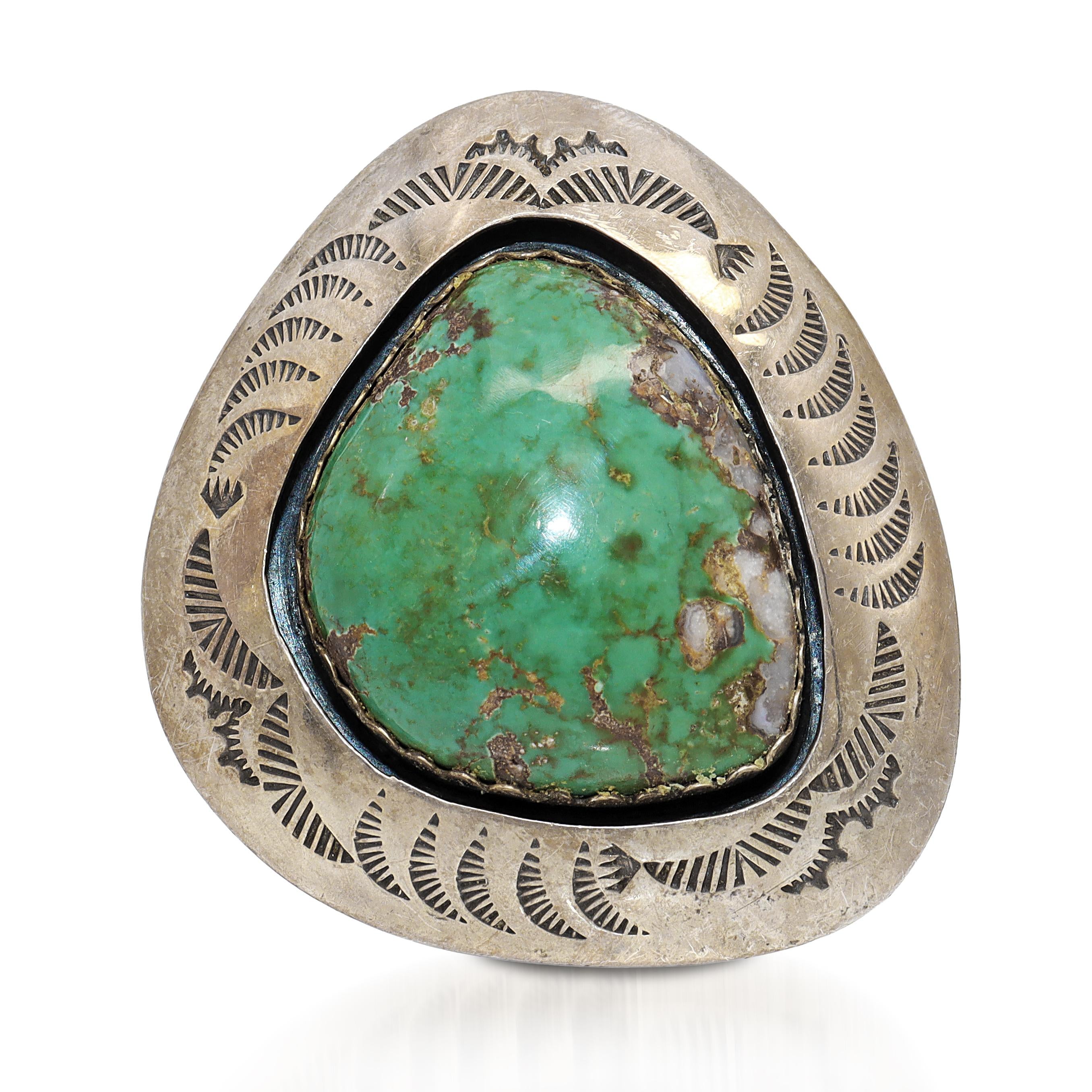 Teddy Goodluck Navajo Sterling Silver Turquoise Statement Ring
