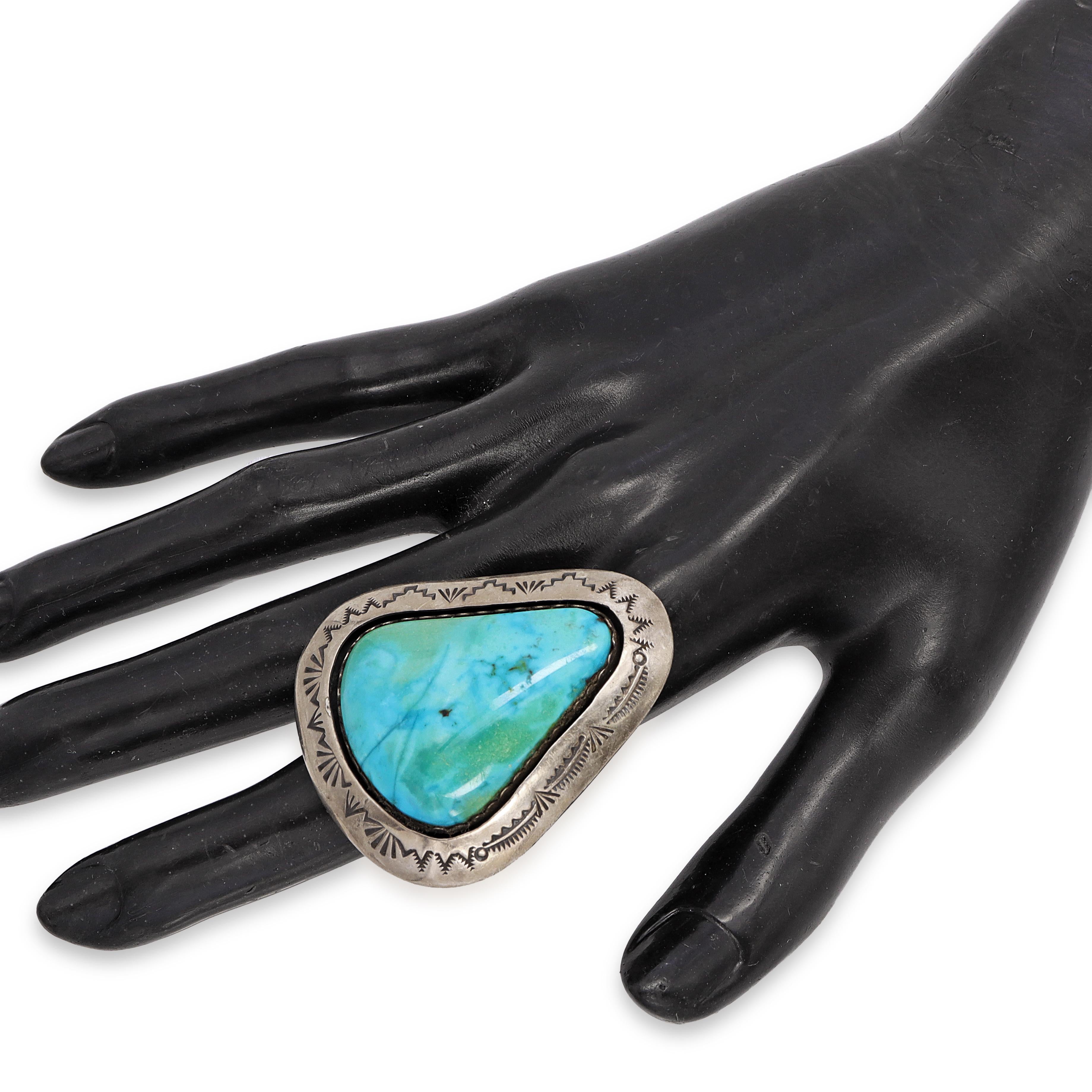 Vintage Teddy Goodluck Turquoise Sterling Silver Ring