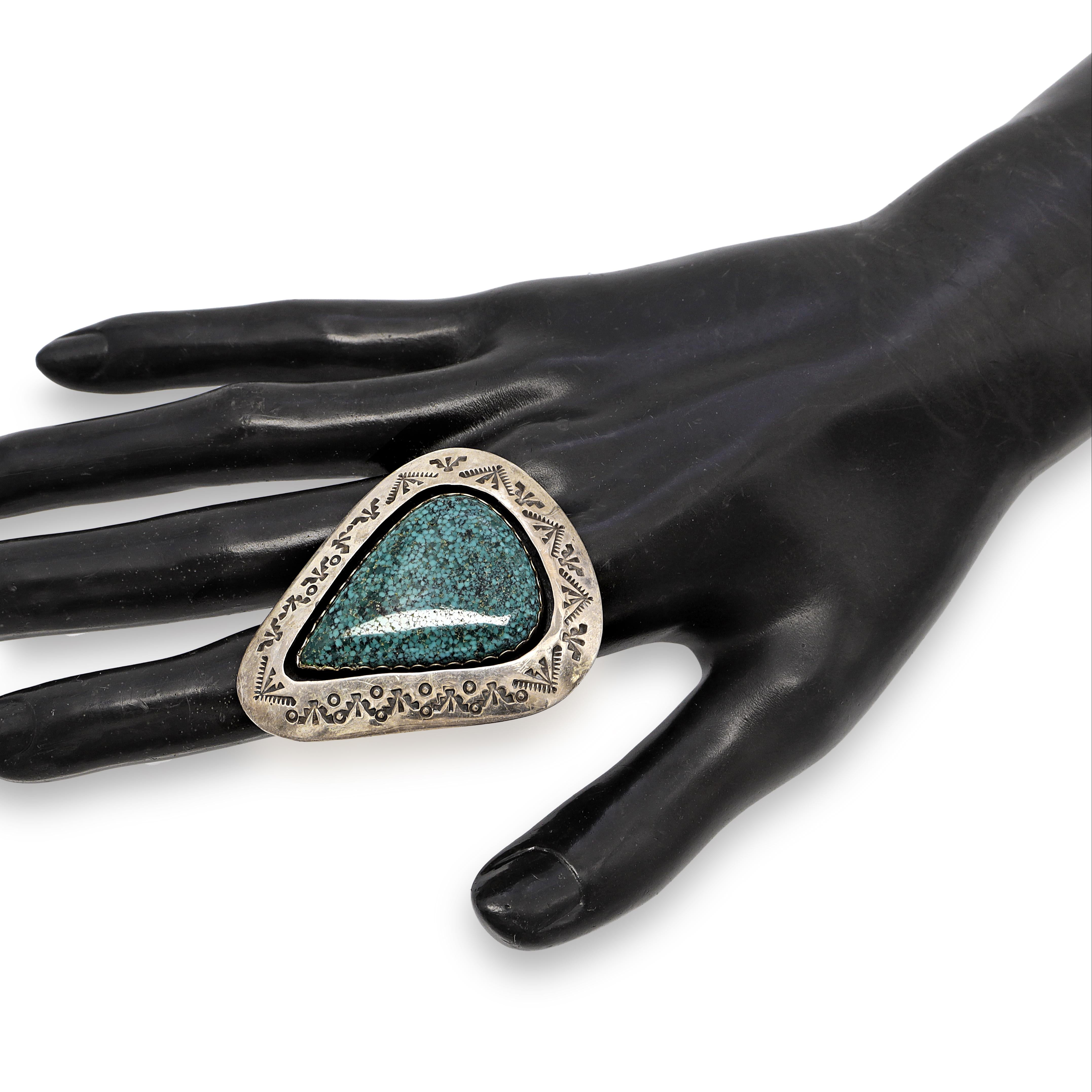 Teddy Goodluck Sterling Silver Turquoise Statement Ring