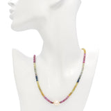 Vintage 14K Yellow Gold Multi-Color Sapphire and Pearl Beaded Strand Necklace