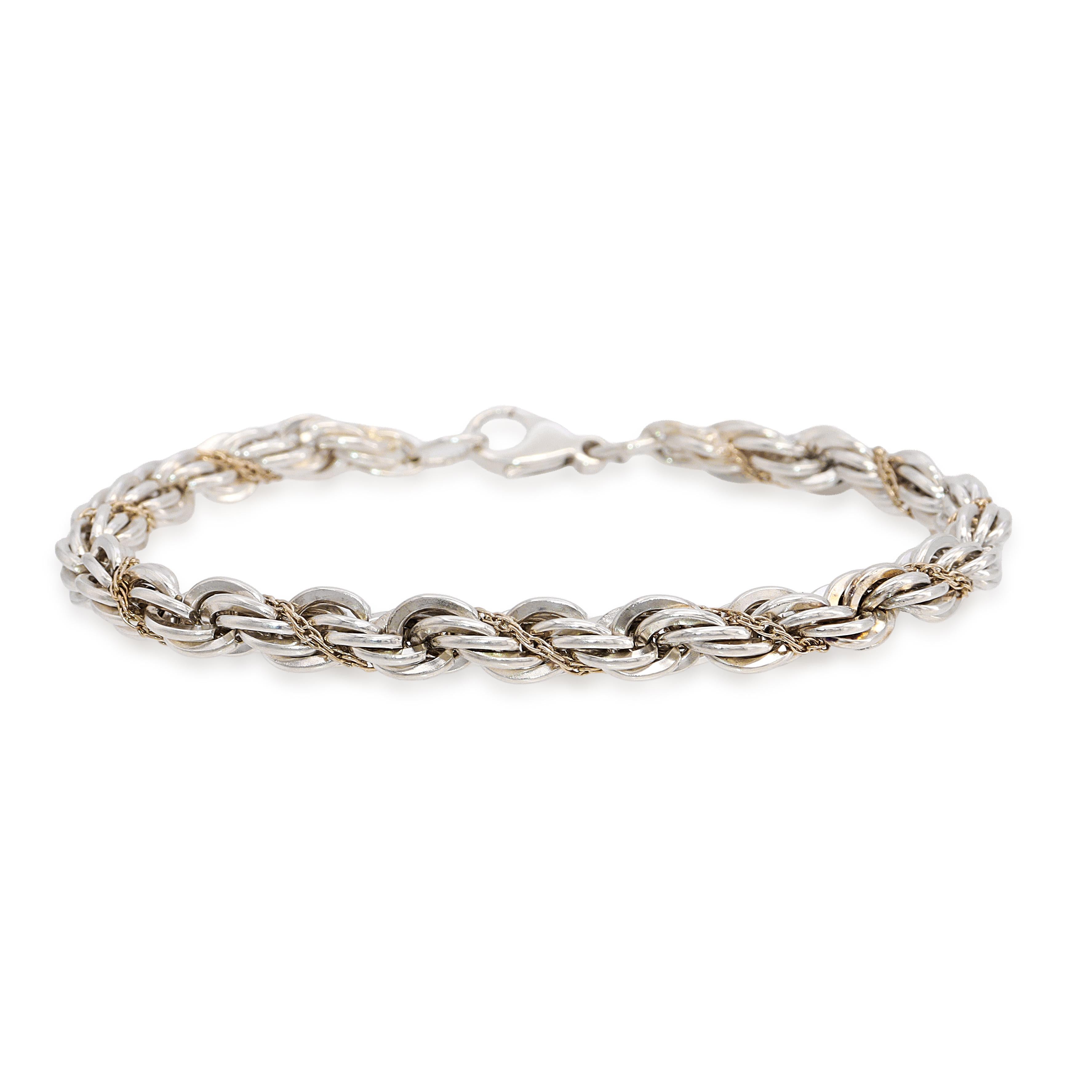 Tiffany & Co. Sterling Silver 14k Gold Twist Link Bracelet