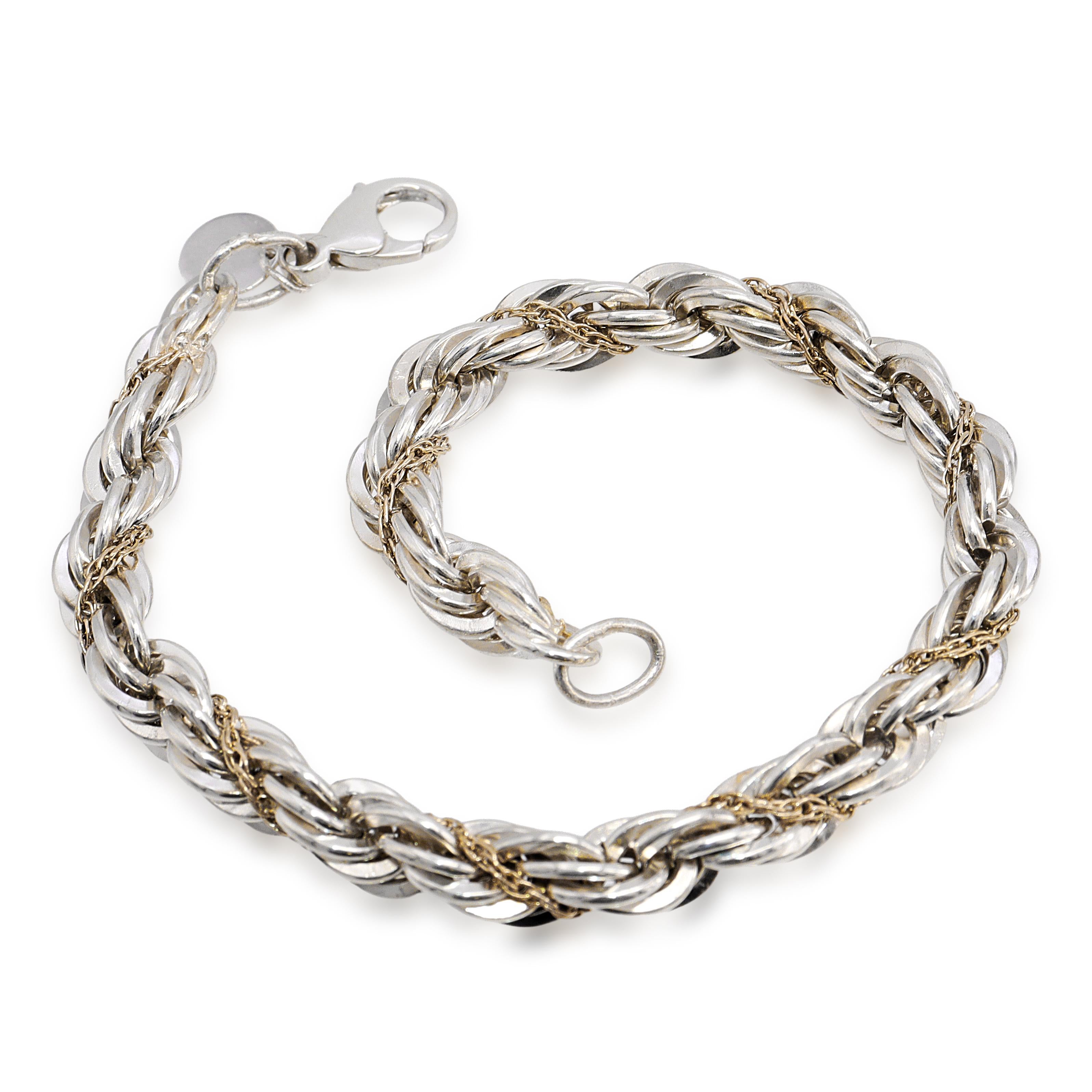 Tiffany & Co. Sterling Silver 14k Gold Twist Link Bracelet
