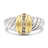 David Yurman Sterling Silver 18k Yellow Gold Diamond Cable Ring