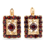 Vintage 18K Yellow Gold Garnet Cluster Earrings