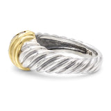 David Yurman Sterling Silver 18k Yellow Gold Diamond Cable Ring