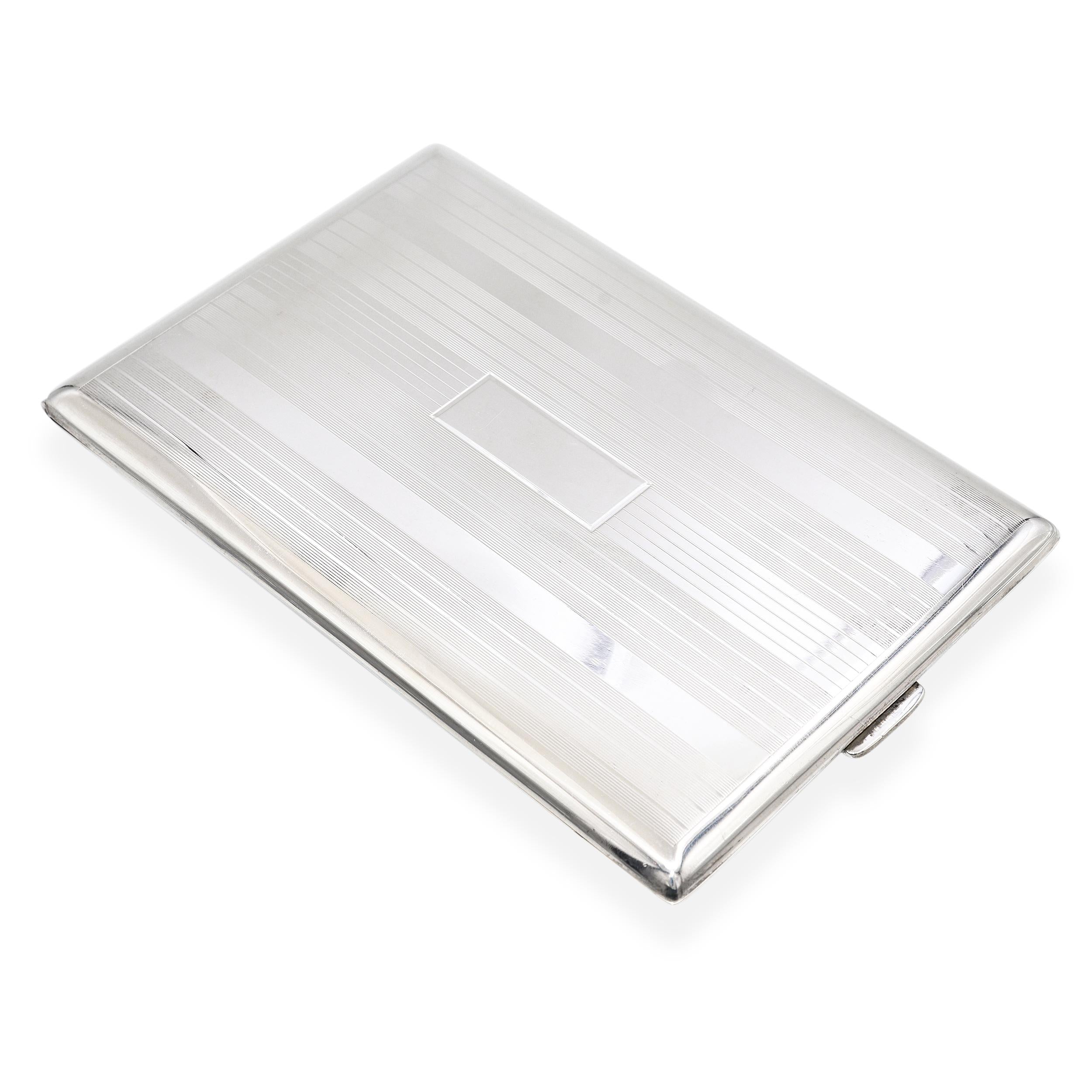 Vintage Dunhill Sterling Silver Engine-Turned Cigarette Case