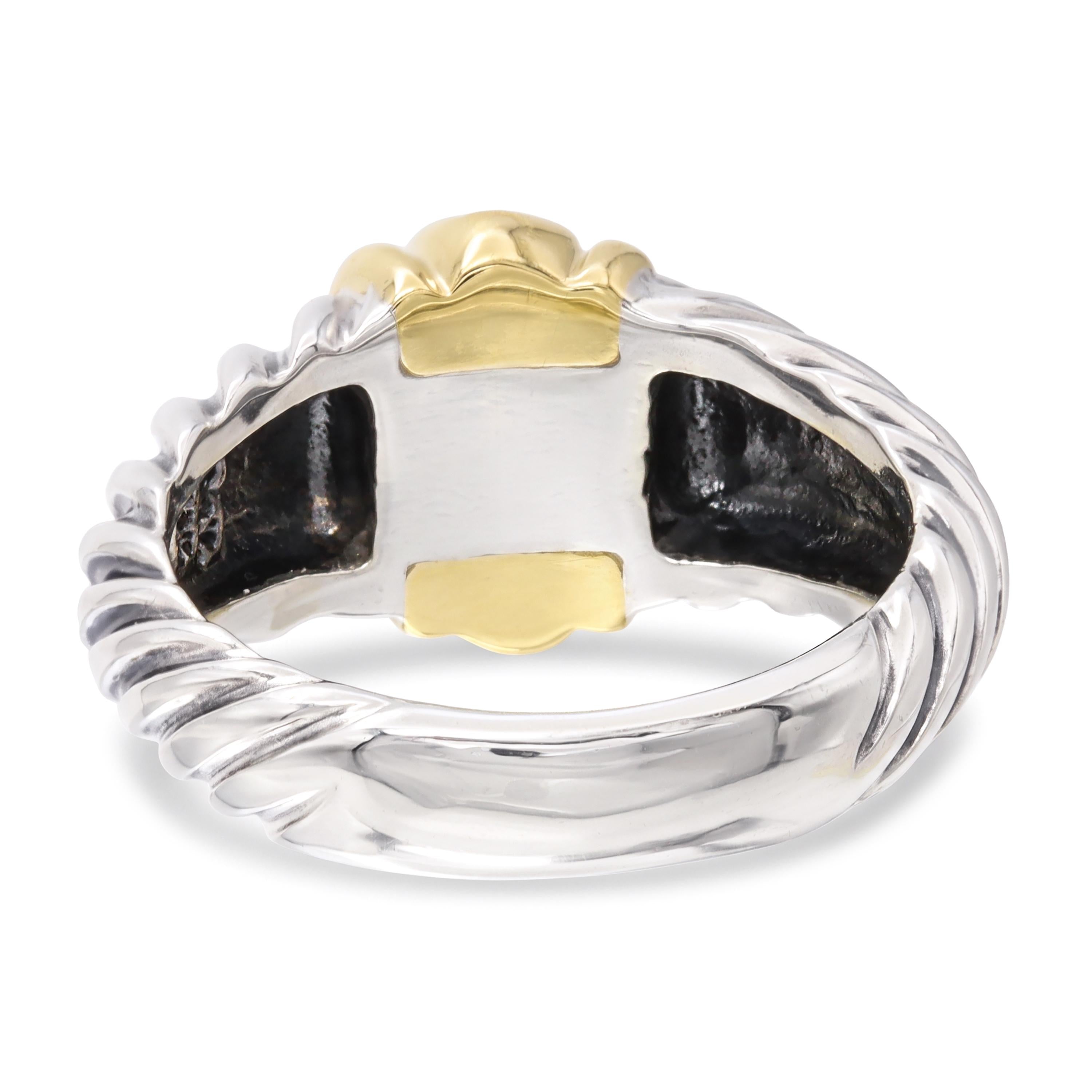 David Yurman Sterling Silver 18k Yellow Gold Diamond Cable Ring