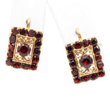 Vintage 18K Yellow Gold Garnet Cluster Earrings