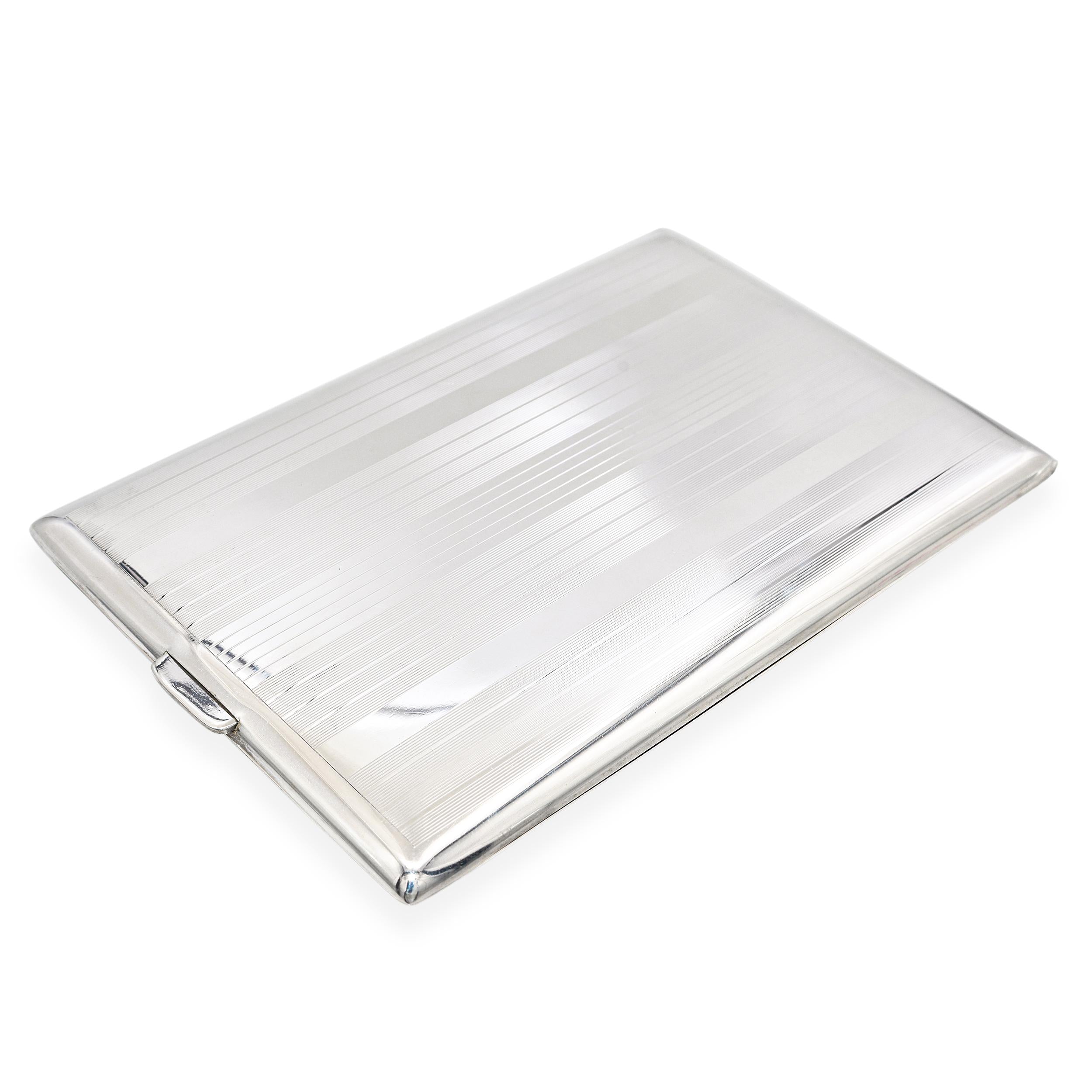 Vintage Dunhill Sterling Silver Engine-Turned Cigarette Case