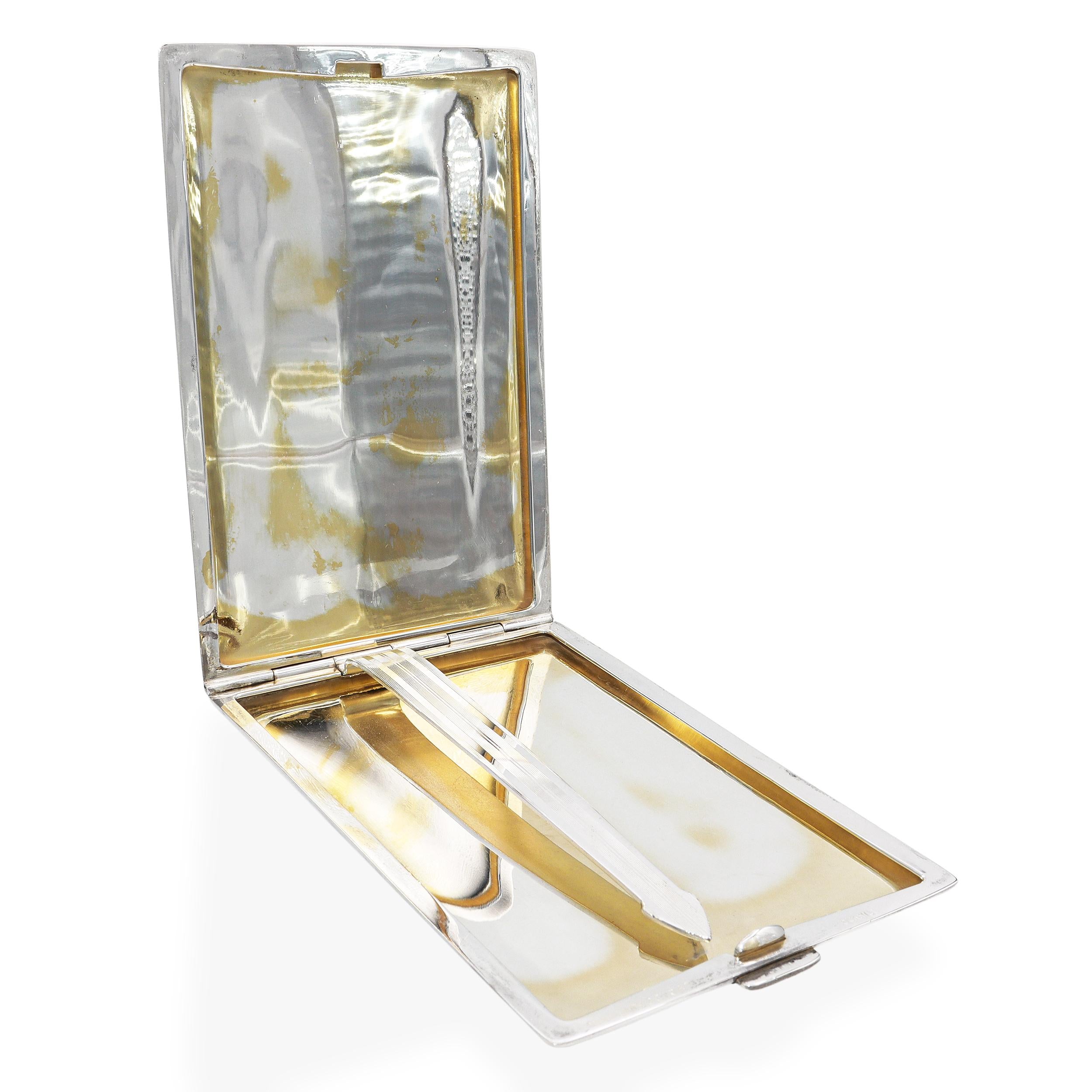 Vintage Dunhill Sterling Silver Engine-Turned Cigarette Case