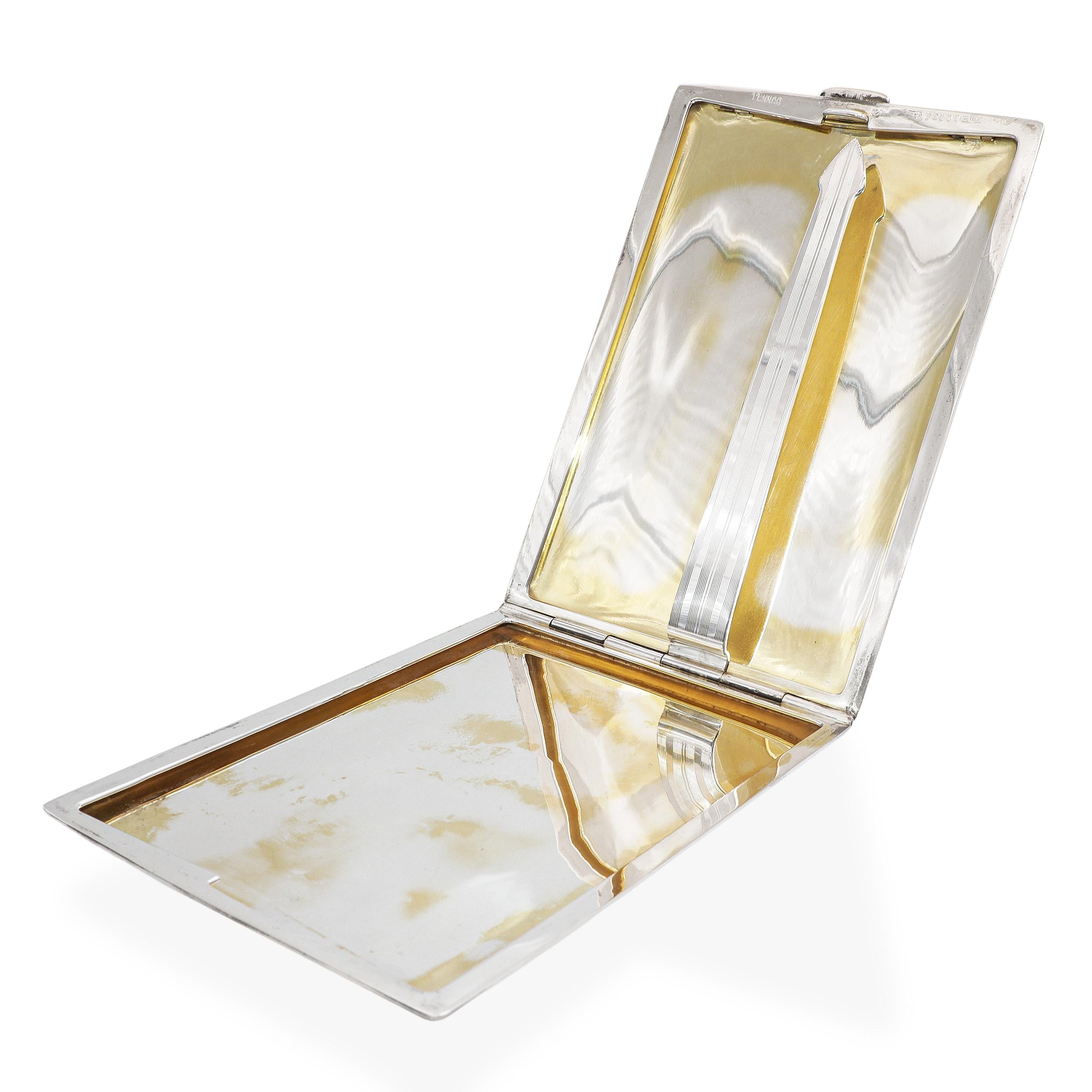 Vintage Dunhill Sterling Silver Engine-Turned Cigarette Case