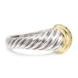 David Yurman Sterling Silver 18k Yellow Gold Diamond Cable Ring