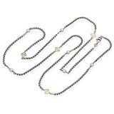 David Yurman Sterling Silver 14k Yellow Gold Pearl Box Chain Station Necklace