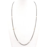 David Yurman Sterling Silver 14k Yellow Gold Pearl Box Chain Station Necklace