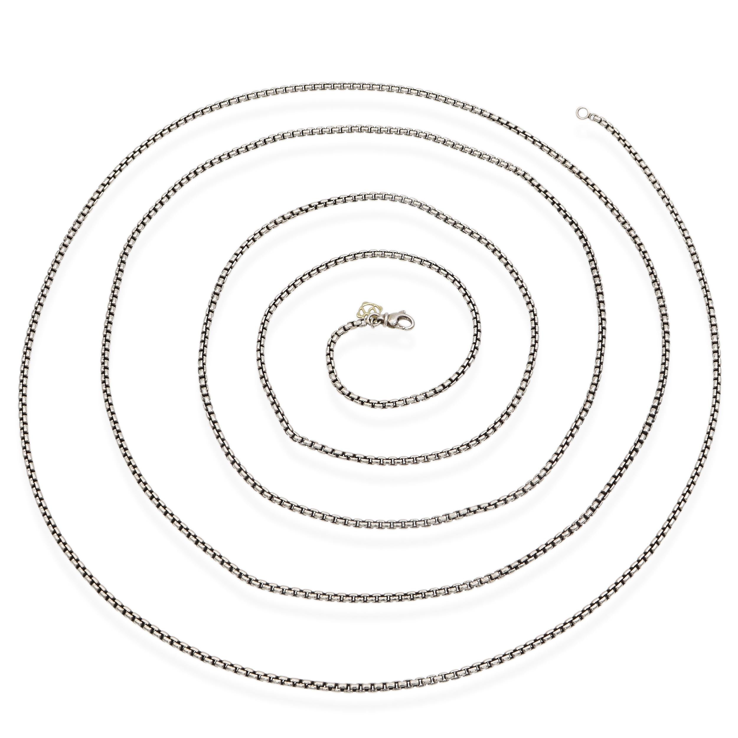 David Yurman Sterling Silver 14k Yellow Gold 72" Box Chain Necklace