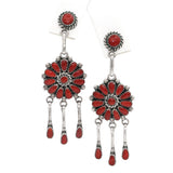 Vintage Lorraine Waatsa Zuni Sterling Silver Red Coral Necklace & Earrings Set