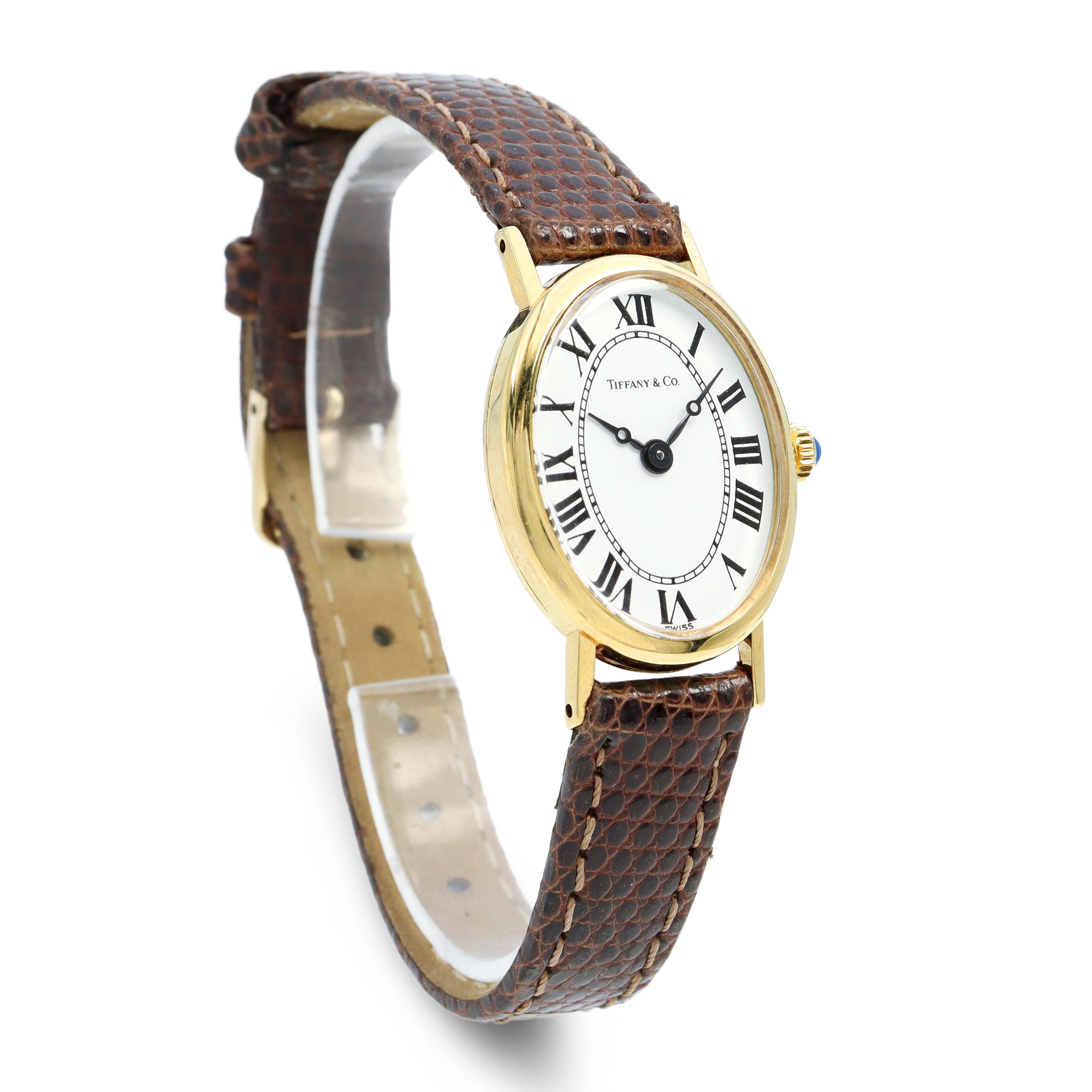 Vintage Tiffany & Co. 14k Yellow Gold Hand-Wind Oval Watch