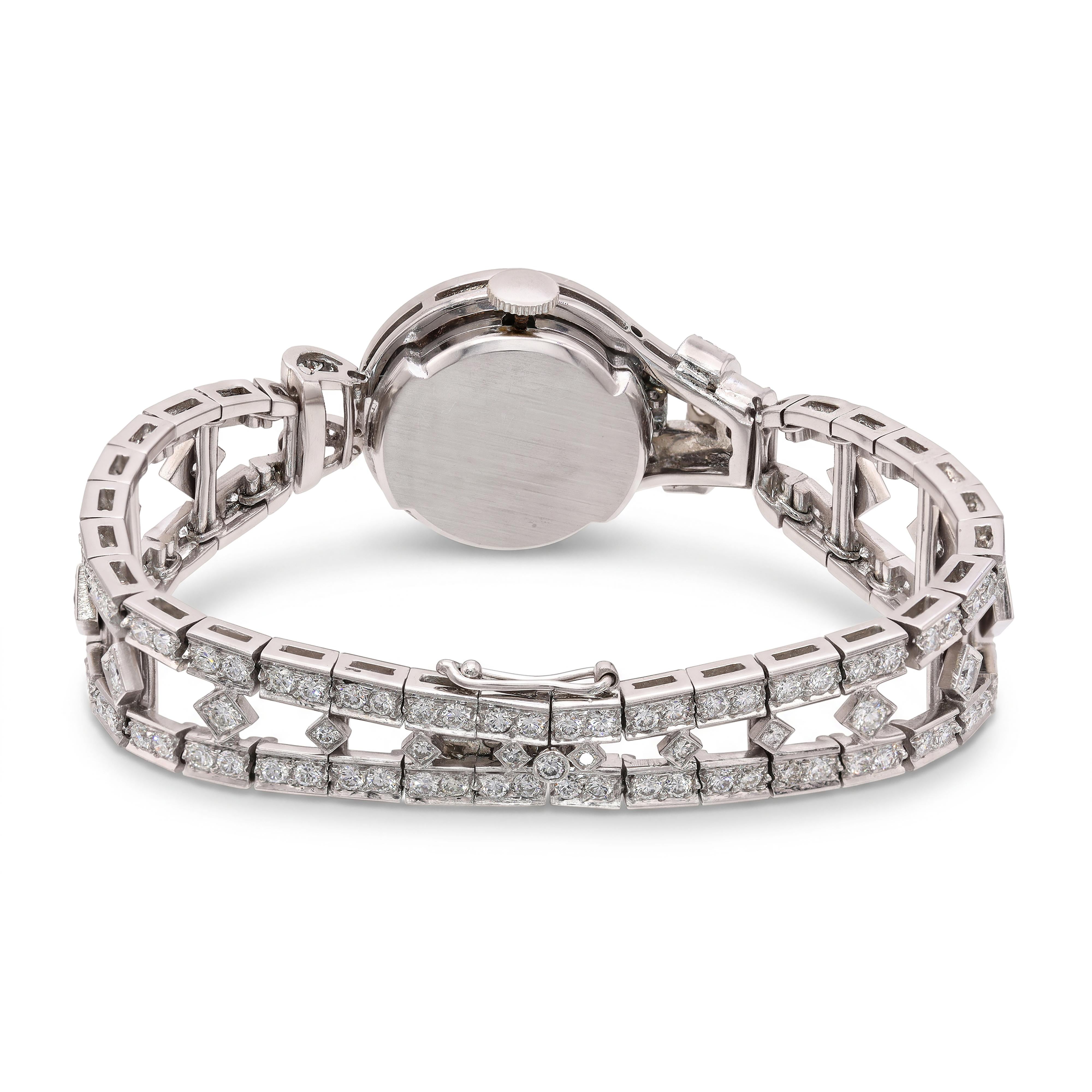 Art Deco Hamilton Platinum Diamond Hand-Wind Women’s Cocktail Watch
