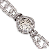 Art Deco Hamilton Platinum Diamond Hand-Wind Women’s Cocktail Watch